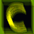 Animated contact sheet of a yellow C-shaped icon in various states across 8 frames, displayed on a green grid with black background and gray transparency area.