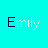 'Emily' text icons in various colors on a cyan background, with some frames showing color variations and partial transparency effects
