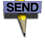 A pencil with a blue rectangular top displaying text, shown in multiple states of animation where the text alternates between 'SEND' and 'EMAIL'.