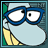 A cartoon character with light blue skin, blue glasses, and a yellow collar appears in a of with changing text color beneath the name "Filburt."