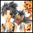 A 48x48 pixel animated contact sheet showing two frames of an anime-style character with spiky black hair and a red scarf, alongside text reading "Anime IM" on the right side.