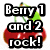 A cherry-themed buddy icon with text overlay reading 'Berry 1 and 2 rock!' over a pair of red cherries with green stems.