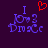 Pixelated purple text 'I love Dmxc' with a red heart symbol above the word 'love', displayed on dark purple background.