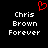 Red pixelated heart symbol above white text reading 'Chris Brown Forever' in two identical on black background