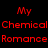 Red pixelated text on black background arranged in three , displaying band names and related phrases