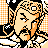 Pixelated static icon featuring a stylized character with orange hair and black accents against an orange-and-white checkered background, rendered in 48x48 dimensions with visible dithering and blocky rendering artifacts.