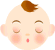 Two side-by-side pixelated baby faces with closed eyes on the left and open brown eyes on the right, both featuring light skin, pink cheeks, small red mouths, and a single tuft of brown hair.