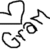 Black and white pixelated icon with abstract curved lines forming a stylized shape resembling a face with a hat and a heart symbol.