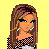 Pixel art contact sheet showing multiple frames of a female character in silver pants and black-and-gray top with text overlays on yellow background