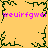 Pixelated yellow background with green branch-like patterns and repeated pink text "weuifgwei" in two horizontal
