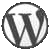 Circular grayscale icon with a stylized 'W' symbol inside, rendered in pixelated style on gray background.