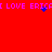 Red background with repeated pink text "I LOVE ERICA" and scattered blue pixel clusters in two horizontal