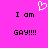 A static pixel art image with a bright pink background, displaying two identical text blocks and a white heart symbol.