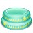 Pixelated oval-shaped icon with gradient teal and green hues, featuring subtle yellow accents and a smooth rounded top surface.