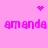 Pixelated pink background with repeated 'amanda' text and two distinct pixel-art symbols, one heart and one starburst, in a static layout.