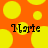Yellow circular shapes on an orange background with the text 'Hate' in black pixelated font, repeated twice.