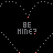 'BE MINE?' text with rainbow gradient effects and dotted line patterns on black background