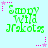 Green pixelated text 'Sappy Wild Jrokots' on light blue background with pink star accents, animated star dots shift position across frames.