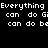 Pixelated text repeats 'Everything can do Gi' and 'can do be' across black background with pink highlighted sections.