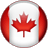 Static circular icon featuring a pixelated red maple leaf centered on white with vertical red side bars, rendered in low-resolution 256x256 pixels.