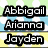 Three stacked text blocks display names in pixelated font against a gradient background with green, blue, and yellow sections.