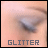 Animated contact sheet of a female face with closed eyes showing subtle eye movement across 8 frames, each labeled "GLITTER" below the image.