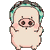 Pixelated pig character with light pink skin and green spotted helmet wearing goggles, shown in nine distinct poses against gray background.