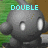 Pixelated gray cartoon character with large white eyes and small rounded ears, shown in three distinct poses with text labels above each pose.