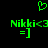 Green pixelated text and symbols on black background, two identical side-by-side displays with heart symbol above.