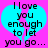 Two identical cyan heart shapes on a bright pink background, each containing black pixelated text reading "I love you enough to let you go..." with the right side of the hearts slightly offset.