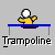 Pixelated yellow figure with white head on blue trampoline, arms raised in motion sequence showing multiple poses.