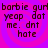Pixelated text on a pink and purple spiral background with repeated phrases.