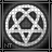 Animated contact sheet of six 48x48 pixel frames showing a circular logo with pentagram-like symbol and text changes, displayed on gray transparency background.