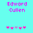 Cyan background with pink text 'Edward Cullen' and five pixelated heart symbols, two versions of the hearts differ in arrangement.