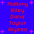 Blue background with red text listing names and pink star shapes scattered throughout.