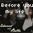 Pixelated image of a woman with light skin and dark hair in a white top, overlaid with white text reading "Before you ... was like my life ... *moonless night*" on a dark background.