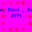 Static image with bright pink background and red star-like patterns, displaying blue text 'Dori , Soe' repeated twice above 'BFFL' in the same color.