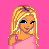 Pixel art contact sheet showing three animated frames of a cartoon character with pink background and yellow 'CAUTION TOO CUTE' signs below each frame.