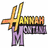 Pixelated icon features a golden starburst with orange accents above stylized text reading 'Hannah Montana' in yellow and brown tones, set against a white background.