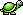 Pixelated green turtle with black outline, light brown underbelly, and white accents on shell and limbs against gray background.
