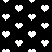 Black background with scattered white pixelated heart shapes in a pattern, some hearts partially obscured by missing pixels