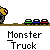 Animated contact sheet showing a yellow monster truck crushing small cars across multiple frames with visible text "Monster Truck" below each frame.