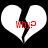 Two white broken heart shapes with red text 'Why?' on black background, each heart split into two pieces.