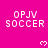 A static image with a bright pink background displays repeated text "OPJV SOCCER" in white pixelated font, with small white heart symbols between
