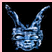 Animated icon shows a blue crystalline creature head with two horns against black background, text reads 'Every Living Creature Dies Alone' in blue pixelated font.