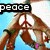 four buddy icons: top-left shows a person making a peace sign, top-right a heart drawn in sand, bottom-left a tennis ball, and bottom-right empty