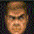 A pixelated face with brown hair appears in four positions, each showing a different mouth shape and eye expression