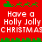 Red background with green pixelated reindeer and sleighs above white text reading "Have a Holly Jolly CHRISTMAS" in two mirrored sections.