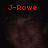 Red pixelated text labels 'J-Rowe', '#15', and 'Vikes' appear over a dark, blurry face with brown hair against black background.