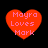 Four red heart-shaped icons with pink text reading 'Mayra Loves Mark' arranged in a on black background